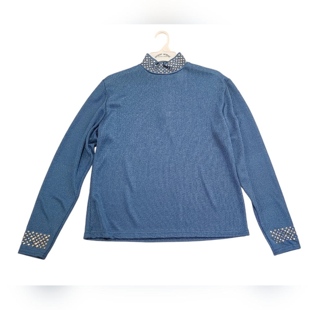 Blue long sleeve slinky Hobby horse show shirt size 1X